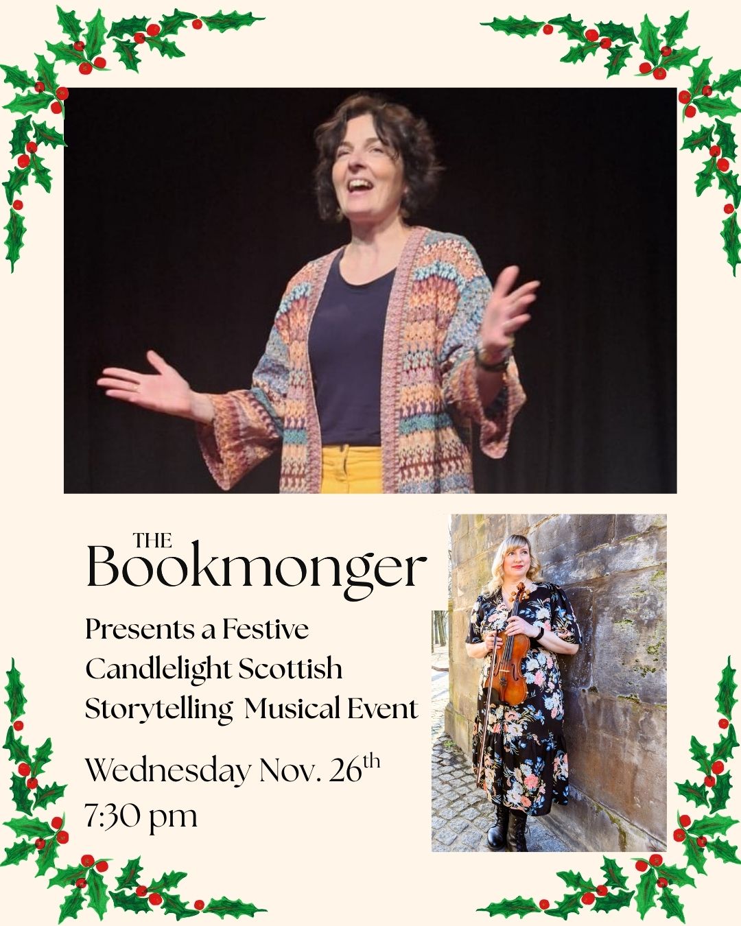 The Bookmonger Presents: A Festive Candlelight Scottish Storytelling Musical Event