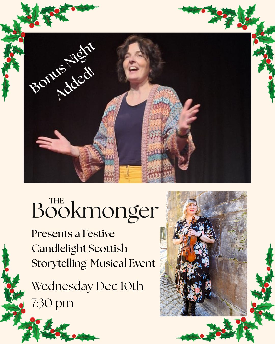 The Bookmonger Presents: A Festive Candlelight Scottish Storytelling Musical Event- BONUS EXTRA NIGHT!
