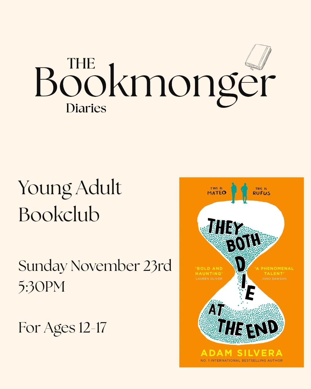 November Bookmonger Diaries (YA Bookclub)- Nov 23rd