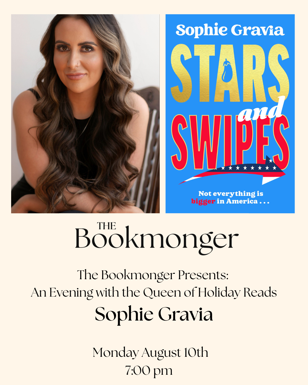 The Bookmonger Presents: An Evening with the Queen of Holiday Reads, Sophie Gravia