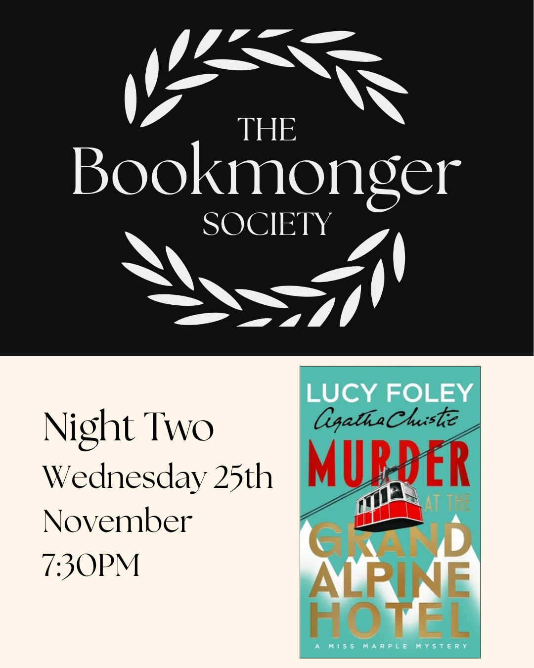 The Bookmonger Society November 25th:  Night Two